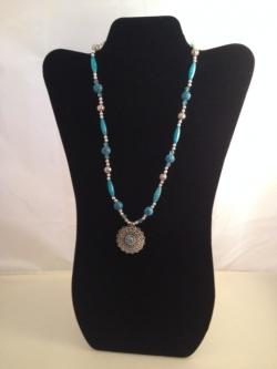 blue and metal necklace
